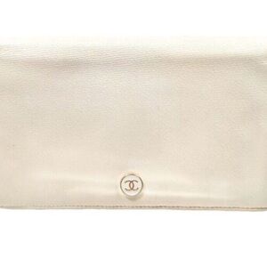 Authentic Vintage CHANEL CC Champagne Leather Long Wallet